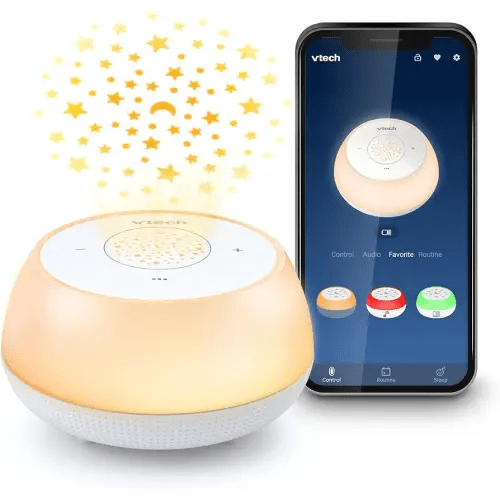 VTech BC8213 V-Hush Junior Sleep Training Soother with 40 Stories/Songs/Sounds & Record Your own Voice. Portable Bluetooth HD Speaker, 250+ Multi-Color Night Light, Ceiling Projector