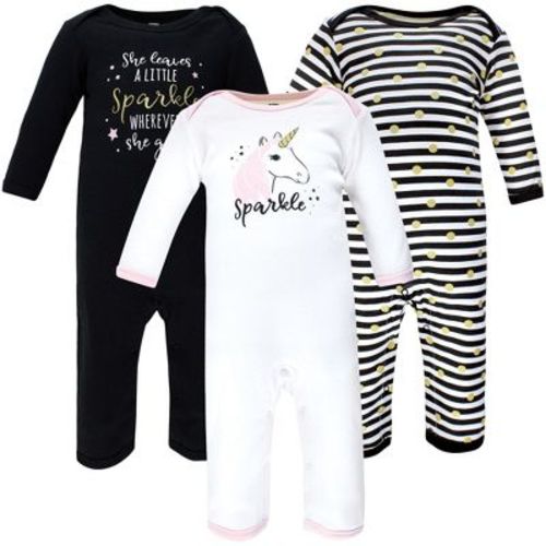 Hudson Baby Infant Girl Cotton Coveralls, Sparkle Unicorn, 0-3 Months