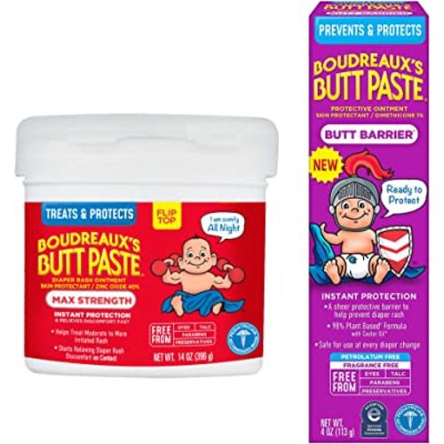Boudreaux's Butt Paste 4oz Butt Barrier Ointment and 14oz jar Max. Strength Diaper Rash Ointment