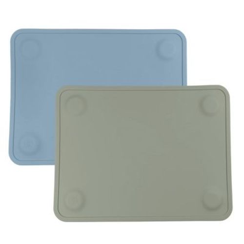 Weesprout Silicone Suction Placemats For Babies, Toddlers & Kids - Large, 2 Pack (matte Blue & Green)
