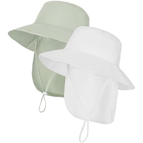 Baby Sun Hat Toddler Bucket Hats with Removable Neck Flap for Boys Girls Kids with Wide Brim Summer Beach UPF 50+