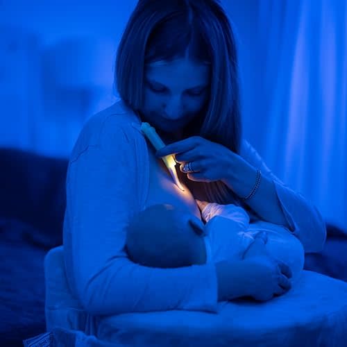 Sleep Friendly Wearable Night Light for Breast/Bottle Feeding. Flexible Silicone Tip for Adjusting Baby's Lips & Latch Positioning. Essential 4 Baby Shower Nursery & Pregnancy Hospital Bag