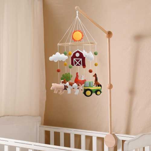 A Colorful Farm Baby mobile for nursery with your favourite farm animals tractor and barn