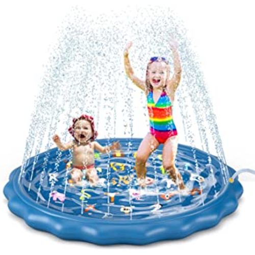 Jasonwell Splash Pad Sprinkler for Kids 60" Splash Play Mat Outdoor Water Toys Inflatable Splash Pad Baby Toddler Pool Boys Girls Children Outside Backyard Dog Sprinkler Pool for Age 1 2 3 4 5 6 7 8 9