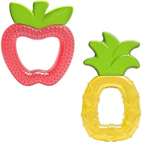 Dr. Brown's AquaCool Water-Filled Baby Teether, Cools & Massages Sore Gums, BPA Free, Pineapple and Apple, 2 Pack, 3m+