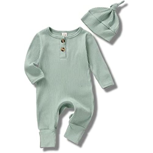 CIYCUIT Newborn Baby Boy Girl Romper Clothes Infant Solid Ribbed Onesie Bodysuit Jumpsuit Outfits