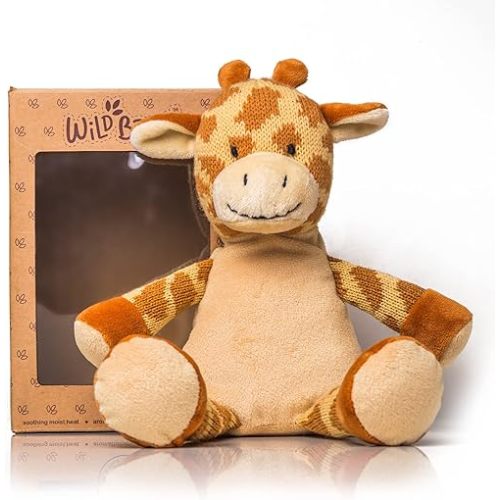 WILD BABY Giraffe Weighted Stuffed Animals - Microwavable Animals with Lavender, 12 inch Heatable Plush for Kids - Soft, Cuddly, Warming Stuffed Animal for Baby- Gift Box Ready
