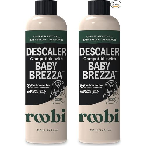 Roobi Descaling Solution Compatible with Baby Brezza. Specially Formulated to Clean & Descale Baby Appliances. Up to 2 Uses per Bottle, 2 Pack. Carbon Neutral.