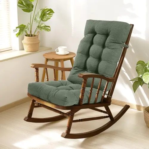 Rocking Chair Cushion,Indoor/Outdoor Rocking Chair Cushions with Elastic,Thickened Cushions for Outdoor Rocking Chair, Tufted Rocking Chair Cushions, 41.33 * 17.71 Inch, 1-Pack (Grass Green)