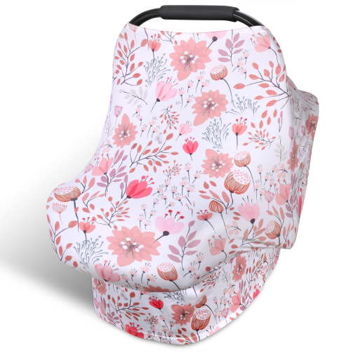 All-In-1 Car Seat Cover Baby, Carseat Covers For Girl Boy, Stretchy Soft Infant Car Seat Cover, Multi-Use Baby Carrier Cover, Car Seat Canopy, Stroller Sun Shade, Nursing Breastfeeding Cove