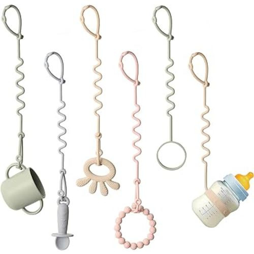 Andy Bear Toy Straps for Baby 6 Pack Keep Your Baby's Toys and Sippy Cups Secure with Toy Straps and Sippy Cup Strap Adjustable Silicone Toy Straps for Strollers High Chair, Stroller Accessories
