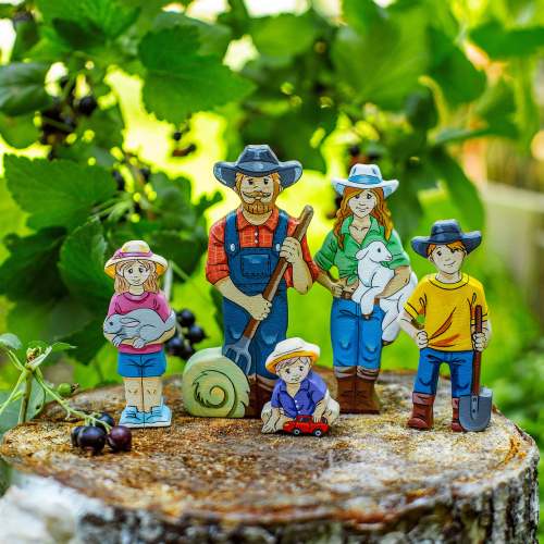 Wooden Farm Family Figurines