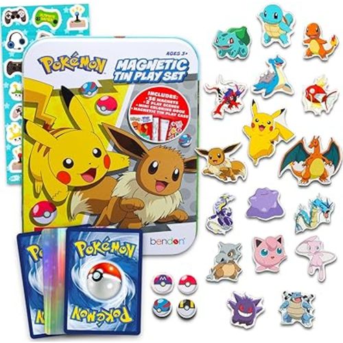 Pokemon Refrigerator Magnet Set - Bundle with 36 Fridge Magnets for Toddlers, Kids Learning Developmental Toys Plus Stickers, More | Magnetic Toys