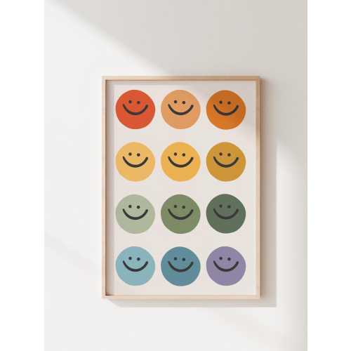 Rainbow Smiley Face Wall Art •  Playroom Print • Digital Download • Colorful Nursery Decor • Modern Playroom Art • Kids Playroom Print
