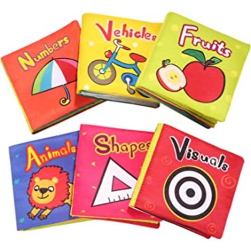 TOP BRIGHT Soft Cloth Books for Babies First Year, Baby Toys 6 to 12 Months Girls and Boys, Crinkly Cloth Book Bath Toys(Pack of 6)