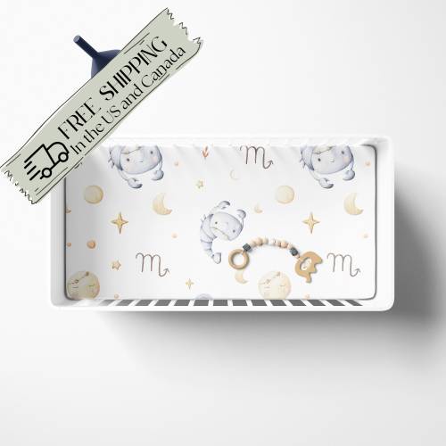 Scorpio Baby Zodiac Soft Fitted Crib Sheet, Mini And Standard Sizes