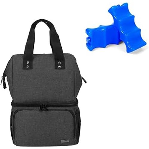 Luxja Breast Pump Bag with 2 Ice Packs for Breastmilk Storage Bundle, Black