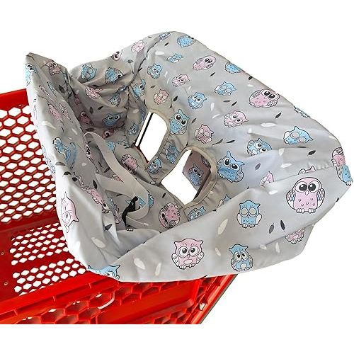Portable Shopping Cart Cover (Simple Gray Owl)