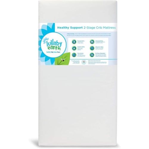 Lullaby Earth Healthy Support Baby Crib Mattress - 2-Stage Lightweight Infant & Toddler Mattress - Waterproof Baby Bed Mattress for Crib - Non-Toxic Mattress for Baby and Toddler Bed