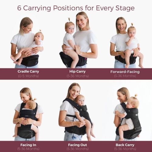 Momcozy 2-in-1 Hip Seat and Baby Carrier - Black