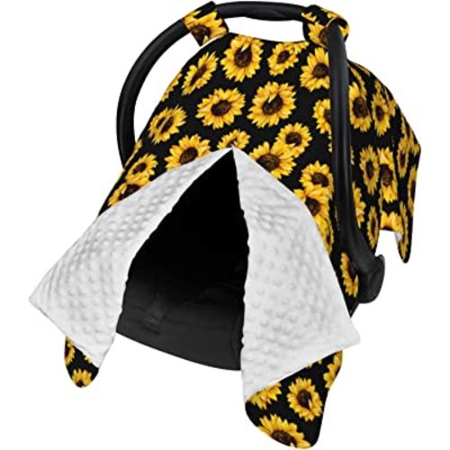Baby Car Seat Cover for Baby, Nursing Cover for Mom, Cute Baby Stuff for Boys Girls (Sunflower)