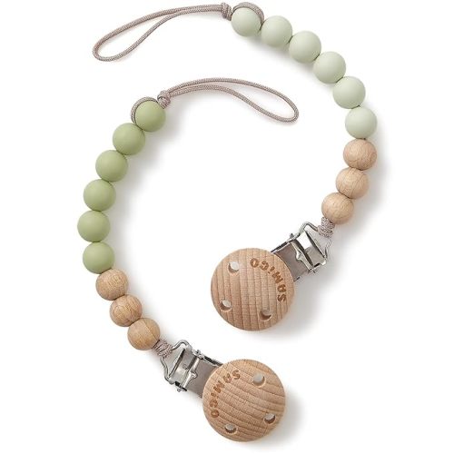 Pacifier Clips Holders Silicone Paci Binky Clips for Baby Boys and Girls - 2 Pack - Sprout