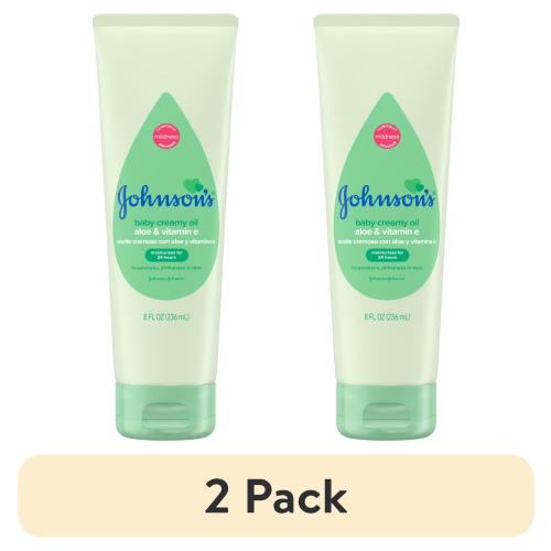 (2 pack) Johnson's Skin Nourish Creamy Oil + Aloe Scent & Vitamin E, 8 fl. oz