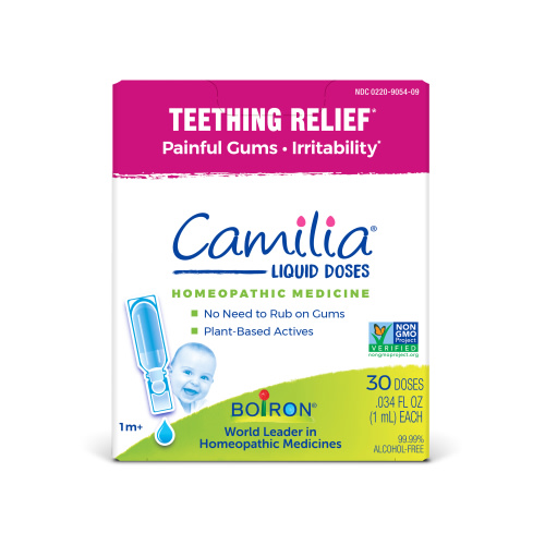 Boiron Camilia Teething Drops for Daytime and Nighttime Relief of Painful or Swollen Gums and Irritability in Babies, 30 Single Liquid Doses