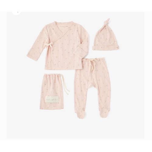 Blush Floral Organic Cotton Pointelle Layette 3 Pc Gift Set