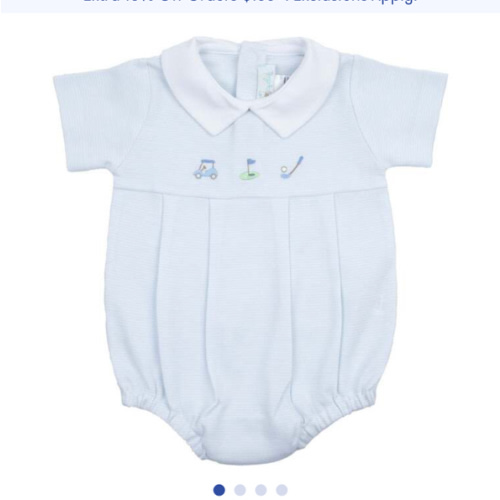 Pointed Collar Golf Bubble Romper, Lt.Blue - Cuclie | Maisonette