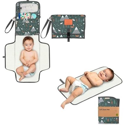 KeaBabies Portable Diaper Changing Pad and Waterproof Baby Changing Pad - Waterproof Travel Changing Mat for Baby, Compact Travel Changing Pad for Diaper Bag, Foldable Baby Diaper Clutch