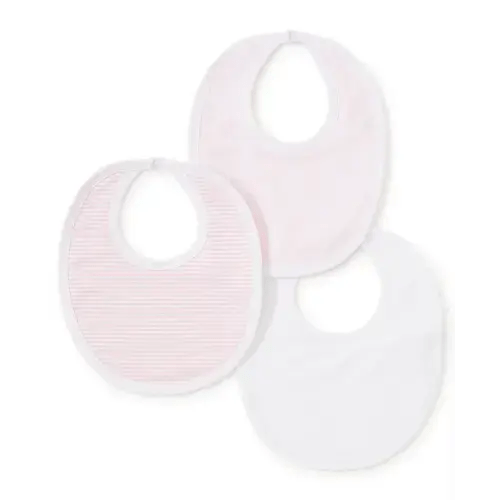 Pink Stripe 3 Pack Bib Set w/ Tulle Bag