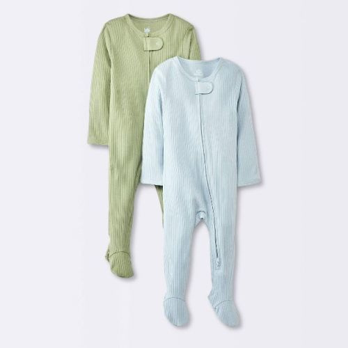 Baby Boys' 2pk Solid Wide Ribbed Sleep N' Play - Cloud Island™ Blue 3-6m