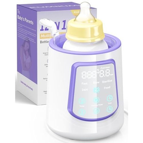 Fast Baby Bottle Warmer for Breastmilk, Smart 12 in 1 Breast Milk Warmer for Baby Essentials with Timer Temperature Control, Sterili-zing, Water Bath Technology, Baby Warmer for All Bottles Food Jars