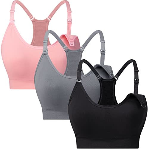 Suekaphin 3 Pack Sports Nursing Bra for Breastfeeding Supportive Bralette Pregnancy Maternity Wirefree Support for Women