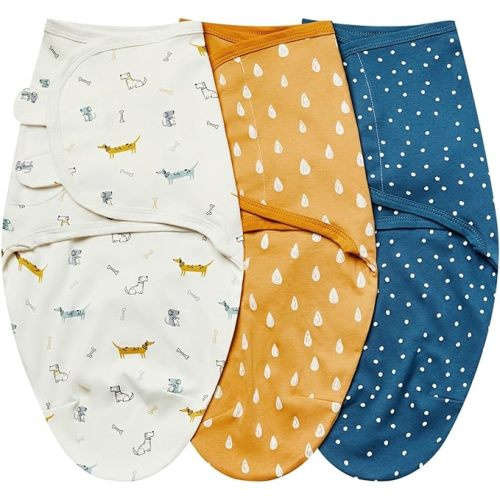 Baby Swaddle Wrap, Swaddle Blanket for Newborn and Infant, Adjustable Swaddling Set for Boy and Girl, Soft Cotton Baby Sleep Sack 3 Pack, Dachshund, Small(0-3 Month)