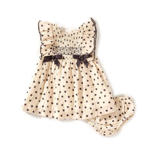 Bonnie Jean Baby Girls Flutter-Sleeve Polka-Dot Gauze Fit-And-Flare Dress