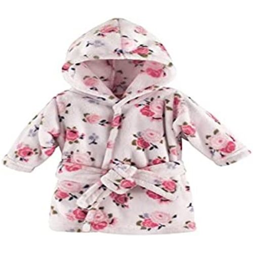 Luvable Friends Unisex Baby Plush Bathrobe, Floral, 0-9M
