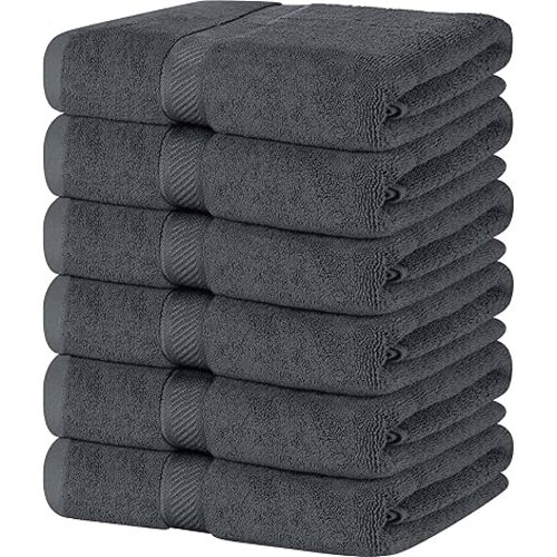 Utopia Towels 6 Pack Medium Bath Towel Set, 24 by 48 Inches, 500 GSM 100% Ring Spun Cotton, Lightweight and Highly Absorbent Quick Drying Premium Towels for Hotel, Spa and Bathroom, Grey