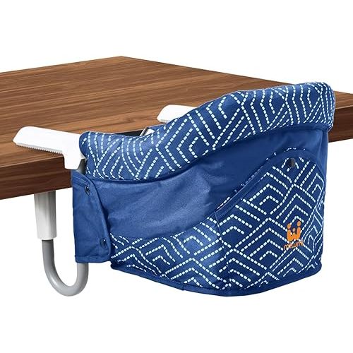 MTWML Portable High Chair for Table,Hook On High Chair That Attaches to Table,Space Saver Clip On Counter Seat for Baby,Easy Clean Baby Feeding Clamp Seat with Carry Bag for Travel(Stripe-Blue)