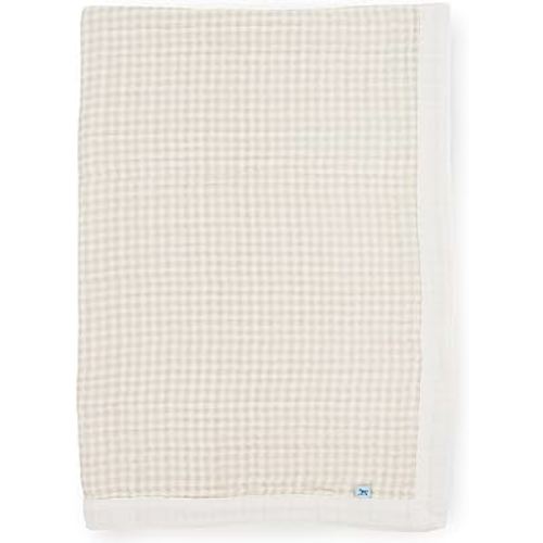 Little Unicorn Tan Gingham Cotton Muslin Quilt Receiving Blanket | 100% Cotton | Super Soft | Babies and Toddlers | 30" x 40" | Unisex