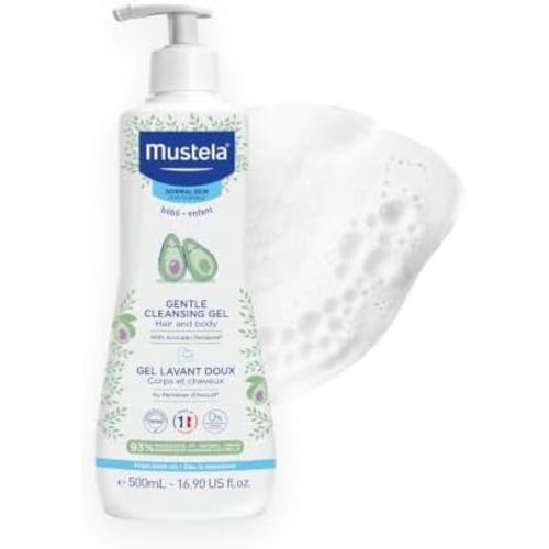 Mustela Gentle Cleansing Gel - Baby Wash for Delicate Skin and Hair - Newborn-Safe Cleanser - Made with with Natural Avocado Perseose - 1 or 2-Pack - Various Sizes