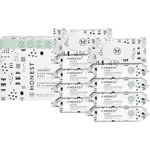 The Honest Company Clean Conscious Multi-Use Wipes | Hypoallergenic + Unscented for Sensitive Skin | Over 99% Water, Compostable, Plant Based, Baby Wipes | Pattern Play, 720 Count