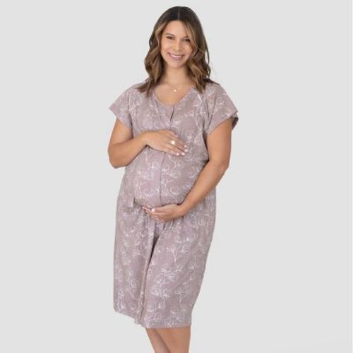 Kindred Bravely Women's Floral Print Universal Labor & Delivery Gown - Lilac S/m/l