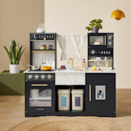 Tiny Land Trendy Black Play Kitchen w/ Real-Flow Water
