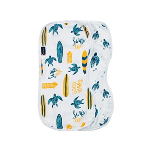 Bebe au Lait Oh So Soft Muslin Baby Burp Cloth Set - Surf and Sea Turtles