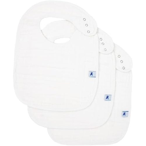 Little Unicorn Cotton Muslin Classic Bib 3 Pack - 100% Cotton - Softer with Every Wash - Playful Designs - 100% Cotton - Unisex - White