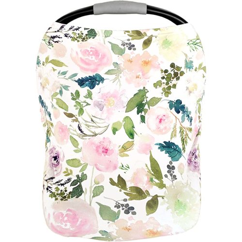 Pobi Baby Premium Multi-Use Cover - Nursing Cover, Baby Car Seat Covers, Shopping Cart, High Chair, and Breastfeeding Cover - Ultra-Soft, Stretchy, and Versatile Floral Scarf for Baby and Mom (Allure)