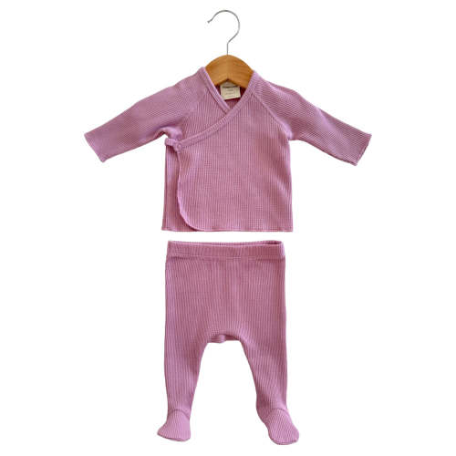 Organic Waffle Kimono & Pant Set, Lavender