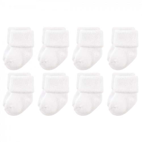 Luvable Friends Baby Unisex Cotton Terry Socks, Newborn Pack, White, 0-6 Months